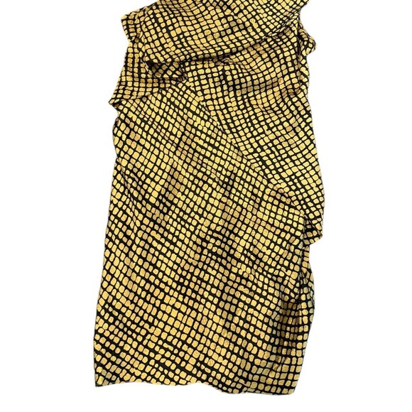 Hanii Y women’s Silk Dress Geometric print  Asymmetric Golden/navy Blue Sz 40 - Picture 4 of 9